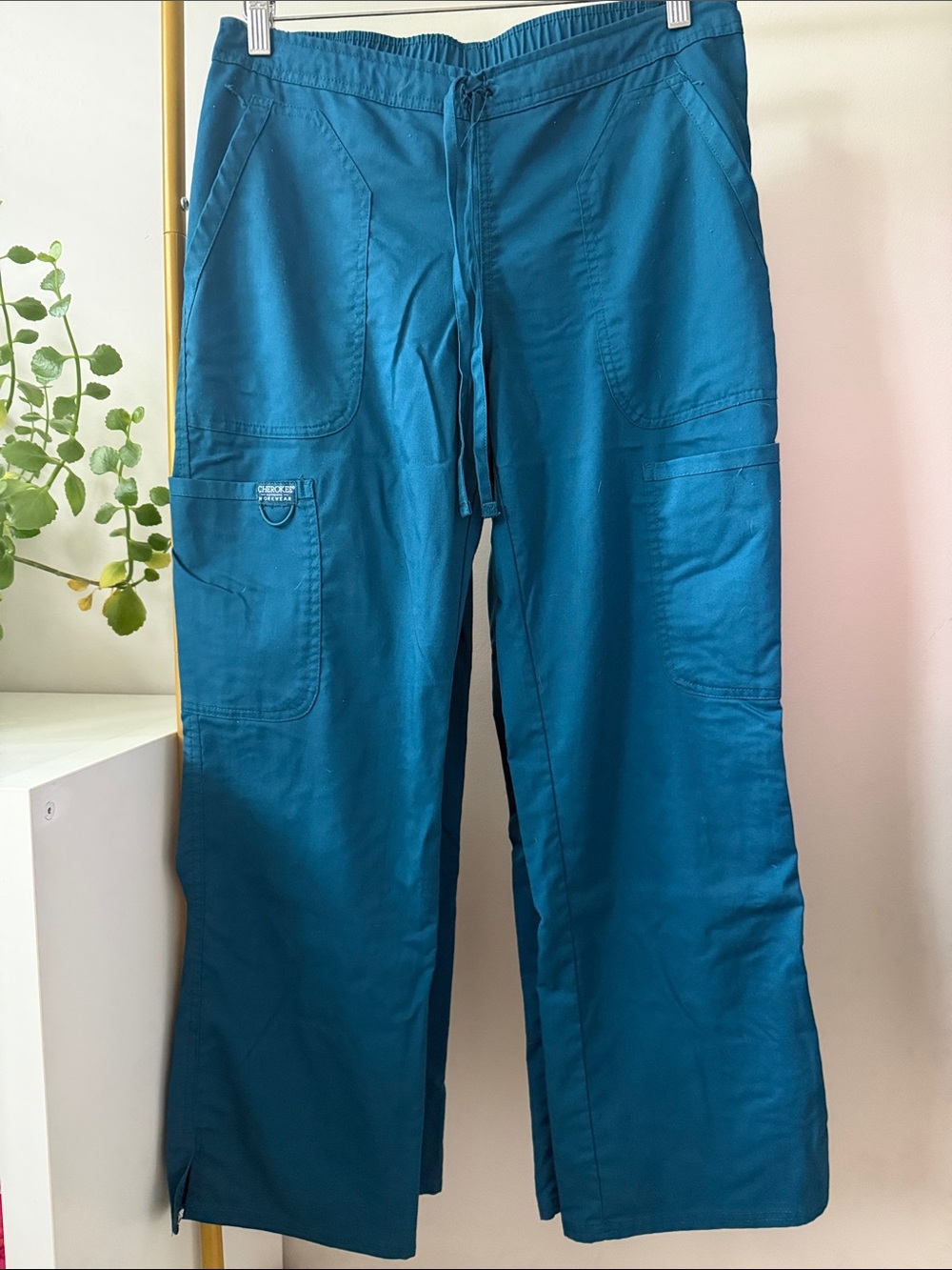 2 pairs of Caribbean Blue Cherokee S Petite Cargo Scrubs Pants SUNY Orange